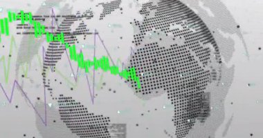 Animation of data processing over white background. global business and digital interface concept digitally generated video.