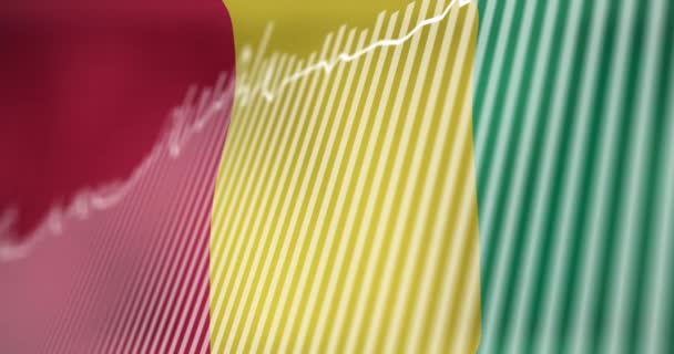 Анимация Обработки Данных Над Флагом Гвинеи Флаги Мира Концепция Цифрового — стоковое видео