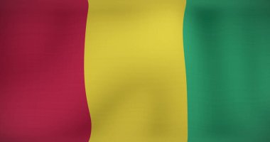 Gine bayrağı sallama görüntüsü. Vatanseverlik ve dünyanın bayrağı dijital olarak üretilen imaj.