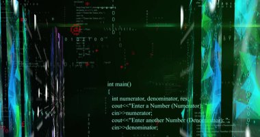 Şekiller üzerinde veri işleme resmi. küresel teknoloji ve dijital arayüz kavramı dijital olarak oluşturulmuş görüntü.