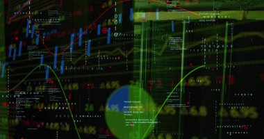 Sunucu odasında veri işleme resmi. küresel teknoloji ve dijital arayüz kavramı dijital olarak oluşturulmuş görüntü.