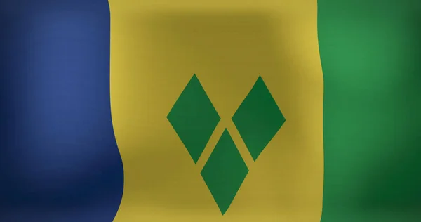 Wizerunek Machającej Flagi Świętego Vincenta Granatów Patriotyzm Flaga Koncepcji Świata — Zdjęcie stockowe