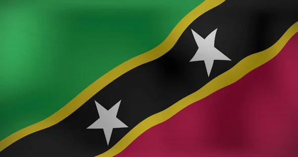 Wizerunek Machającej Flagi Świętych Zestawów Nevis Patriotyzm Flaga Koncepcji Świata — Zdjęcie stockowe