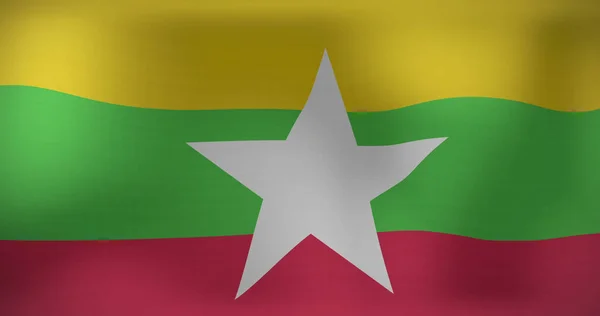 Mianmari Zászlót Lobogtató Kép Hazafiasság Világkoncepció Zászlaja Digitálisan Generált Kép — Stock Fotó