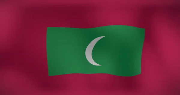 Bild Des Fahnenschwenkens Auf Den Malediven Patriotismus Und Flagge Der — Stockfoto