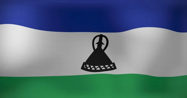Immagine Della Bandiera Sventolante Del Lesotho Patriottismo Bandiera Del Mondo — Foto Stock