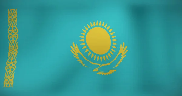 卡扎克斯坦挥动国旗的图像 爱国主义和世界旗帜概念数字化生成的图像 — 图库照片