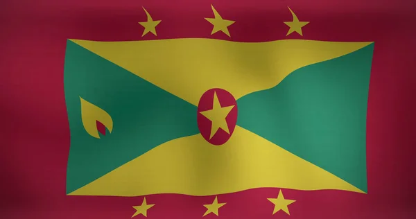Grenada Bayrağı Sallama Görüntüsü Vatanseverlik Dünyanın Bayrağı Dijital Olarak Üretilen — Stok fotoğraf