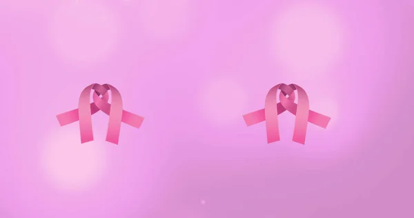 Image Pink Ribbon Pink Background Breast Cancer Positive Awareness Campaign — Stock Photo, Image