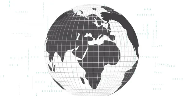 白い背景にデータ処理と地球のイメージ グローバル技術とデジタルインターフェースの概念デジタル生成された画像 — ストック写真