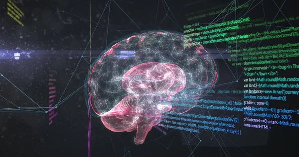 Beeld Van Digitale Hersenen Gegevensverwerking Zwarte Achtergrond Global Technology Digital — Stockfoto