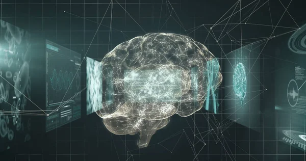 Imagem Cérebro Digital Processamento Dados Fundo Preto Conceito Global Tecnologia — Fotografia de Stock