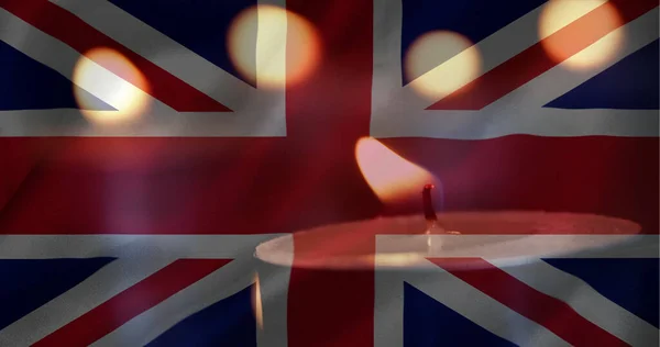 백그라운드에서 국기의 디지털 하나의 촛불을가 — 스톡 사진
