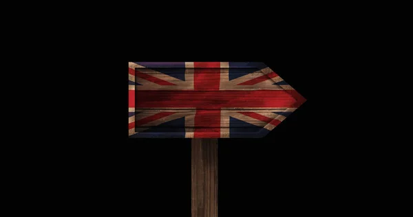 Britische Flagge Auf Schild Gegen Animierten Hintergrund Der Farbexplosion — Stockfoto