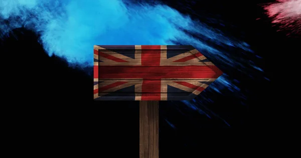 爆発背景アニメーションの色記号に英国のフラグ — ストック写真