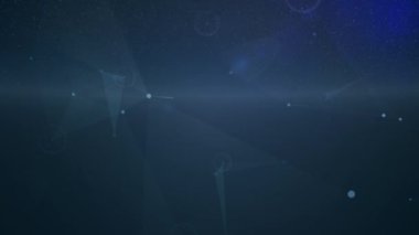 Noktalar ve veri işleme ile bağlantı ağının animasyonu. Dijital arayüz teknolojisi ve ağ konsepti dijital olarak oluşturulmuş video bağlantıları.