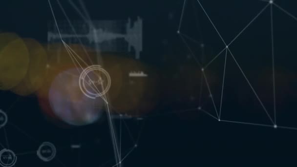 Animace Sítě Připojení Skenováním Rozsahu Globální Připojení Technologie Zabezpečení Internetu — Stock video