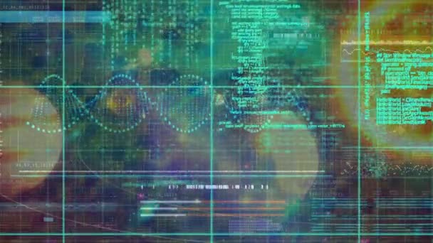 Animación Del Procesamiento Datos Sobre Hilado Hebra Adn Concepto Mundial — Vídeo de stock