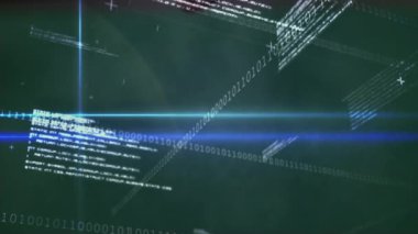 Kumarhane çipleri üzerinde veri işleme ve ikili kodlama animasyonu. küresel iş, finans, kumar ve veri işleme kavramı dijital olarak oluşturulmuş video.