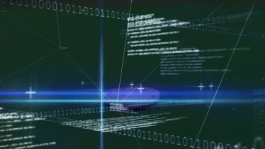 Kumarhane çipleri üzerinde veri işleme ve ikili kodlama animasyonu. küresel iş, finans, kumar ve veri işleme kavramı dijital olarak oluşturulmuş video.