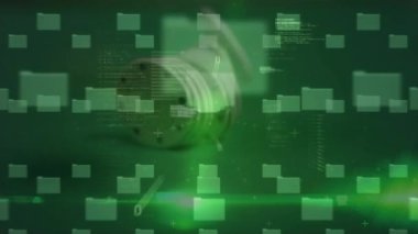 Çevrimiçi güvenlik kilidi, kumarhane çipleri ve ikili kodlama üzerinden veri işleme animasyonu. küresel iş, finans, kumar ve veri işleme kavramı dijital olarak oluşturulmuş video.