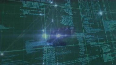 Kumarhane çipleri üzerinde veri işleme animasyonu. küresel iş, finans, kumar ve veri işleme kavramı dijital olarak oluşturulmuş video.