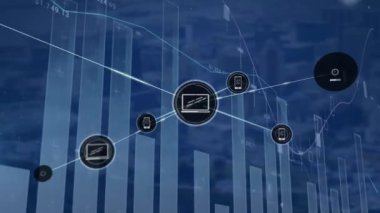 Dijital simgelerle bağlantı ağının canlandırılması istatistik ve veri işleme. küresel bağlantılar, ağlar ve veri işleme konsepti dijital olarak oluşturulmuş video.