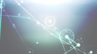 Gri arkaplan üzerinde bağlantılar ve veri işleme ağının animasyonu. küresel bağlantılar, veri işleme ve dijital arayüz konsepti dijital olarak oluşturulmuş video.
