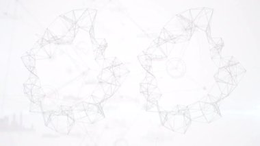 Beyaz arkaplan üzerinde bağlantı ağının animasyonu. küresel bağlantılar, veri işleme ve dijital arayüz konsepti dijital olarak oluşturulmuş video.