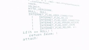 Beyaz arka planda veri işleme animasyonu. küresel bağlantılar, veri işleme ve dijital arayüz konsepti dijital olarak oluşturulmuş video.