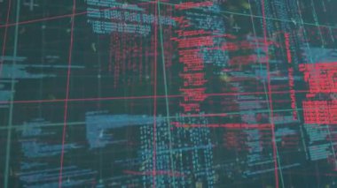 Karanlık arka planda veri işleme animasyonu. küresel veri işleme ve bağlantılar konsepti dijital olarak oluşturulmuş video.