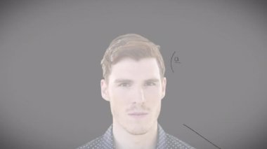 Kafkas erkekleri üzerinde matematiksel formüllerin animasyonu. öğrenme ve matematik eğitim kavramı dijital olarak oluşturulmuş video.