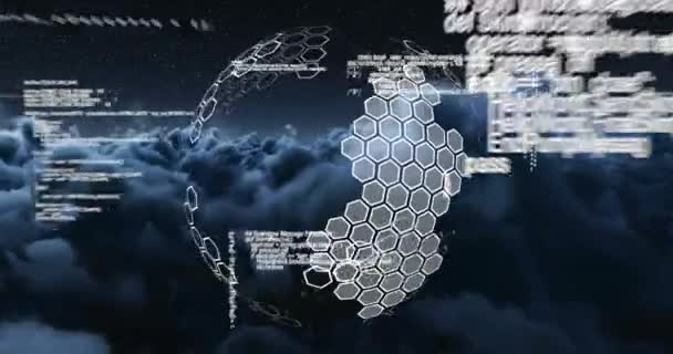 全球动画化 云天化学公式的数据处理 数据处理 计算机和技术概念数字生成的视频 — 图库视频影像