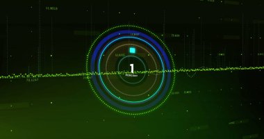 Çember oluşturma ve yeşil grafikli siyah arkaplana yükleme görüntüsü. veri işleme ve teknoloji konsepti dijital olarak oluşturulmuş görüntü.