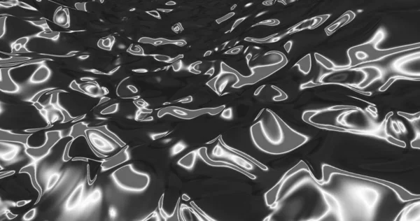 Obraz Metaliczny Srebrny Szary Płyn Falujący Płynący Płynnie Hipnotycznym Ruchu — Zdjęcie stockowe
