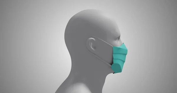 Bild Människokropp Modell Bär Ansiktsmask Vit Bakgrund Medicin Folkhälsa Pandemisk — Stockfoto