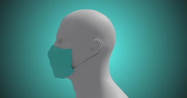 Imagen Modelo Cuerpo Humano Con Una Máscara Facial Sobre Fondo —  Fotos de Stock