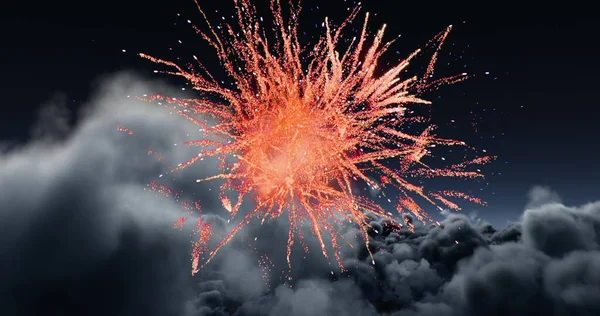 Digitales Bild Von Rotem Feuerwerk Das Himmel Über Den Dunklen — Stockfoto