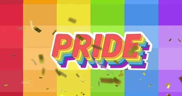 虹の上に誇りのテキストのイメージ Lgbtq誇りと平等のお祝いの概念デジタル生成された画像 — ストック写真