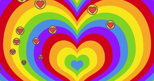 Imagen Corazones Caídos Sobre Arco Iris Lgbtq Orgullo Igualdad Concepto — Foto de Stock