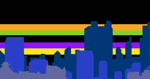 Bild Des Stadtmodells Über Dem Regenbogen Lgbtq Stolz Und Gleichberechtigungsfeier — Stockfoto