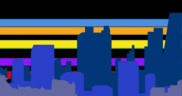 Bild Des Stadtmodells Über Dem Regenbogen Lgbtq Stolz Und Gleichberechtigungsfeier — Stockfoto