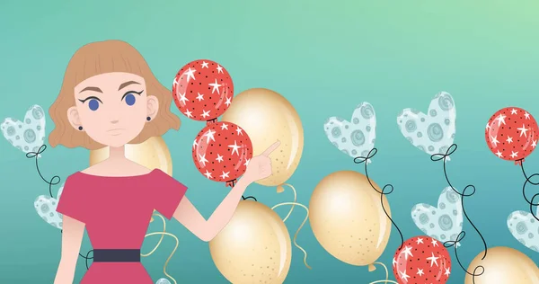 Bild Einer Frau Die Über Luftballons Spricht Nationaler Mentorenmonat Und — Stockfoto