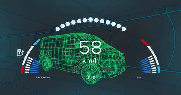 Imagen Del Panel Del Coche Sobre Coche Digital Concepto Transporte — Foto de Stock