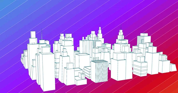 Gökkuşağı Üzerinde Şehir Modeli Lgbtq Gurur Eşitlik Kutlaması Konsepti Dijital — Stok fotoğraf