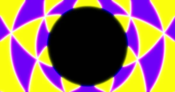 Obrázek Fialového Žlutého Neonového Vzoru Pohybujícího Hypnotickým Pohybem Hladké Smyčce — Stock fotografie