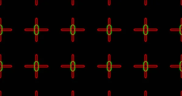 스코프 네온의 이미지는 가시없는 고리에서 최면적 움직임으로 움직이는 패턴이다 움직임 — 스톡 사진