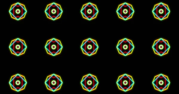 Obraz Neonowego Wzoru Kalejdoskopu Poruszającego Się Hipnotycznym Ruchu Pętli Bez — Zdjęcie stockowe