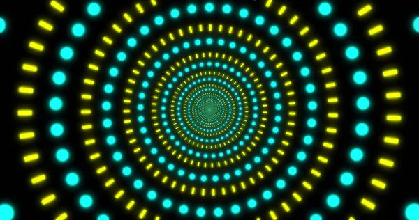 Image Blue Yellow Circles Neon Pattern Moving Hypnotic Motion Seamless — Stock Photo, Image