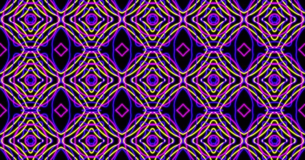 Obrázek Kaleidoskopického Neonového Obrazce Pohybujícího Hypnotickým Pohybem Hladké Smyčce Koncepce — Stock fotografie